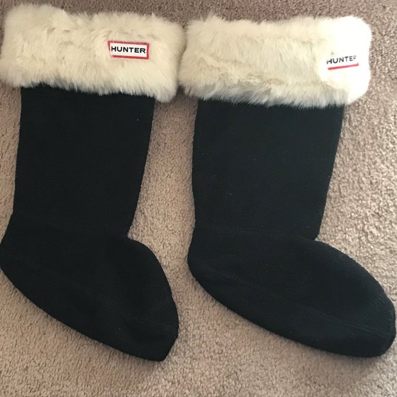 Hunter Accessories - Hunter Winter Socks Boot White Faux Fur Warm Black